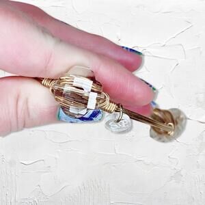 6794. Bronze Glass Bling Bracelet